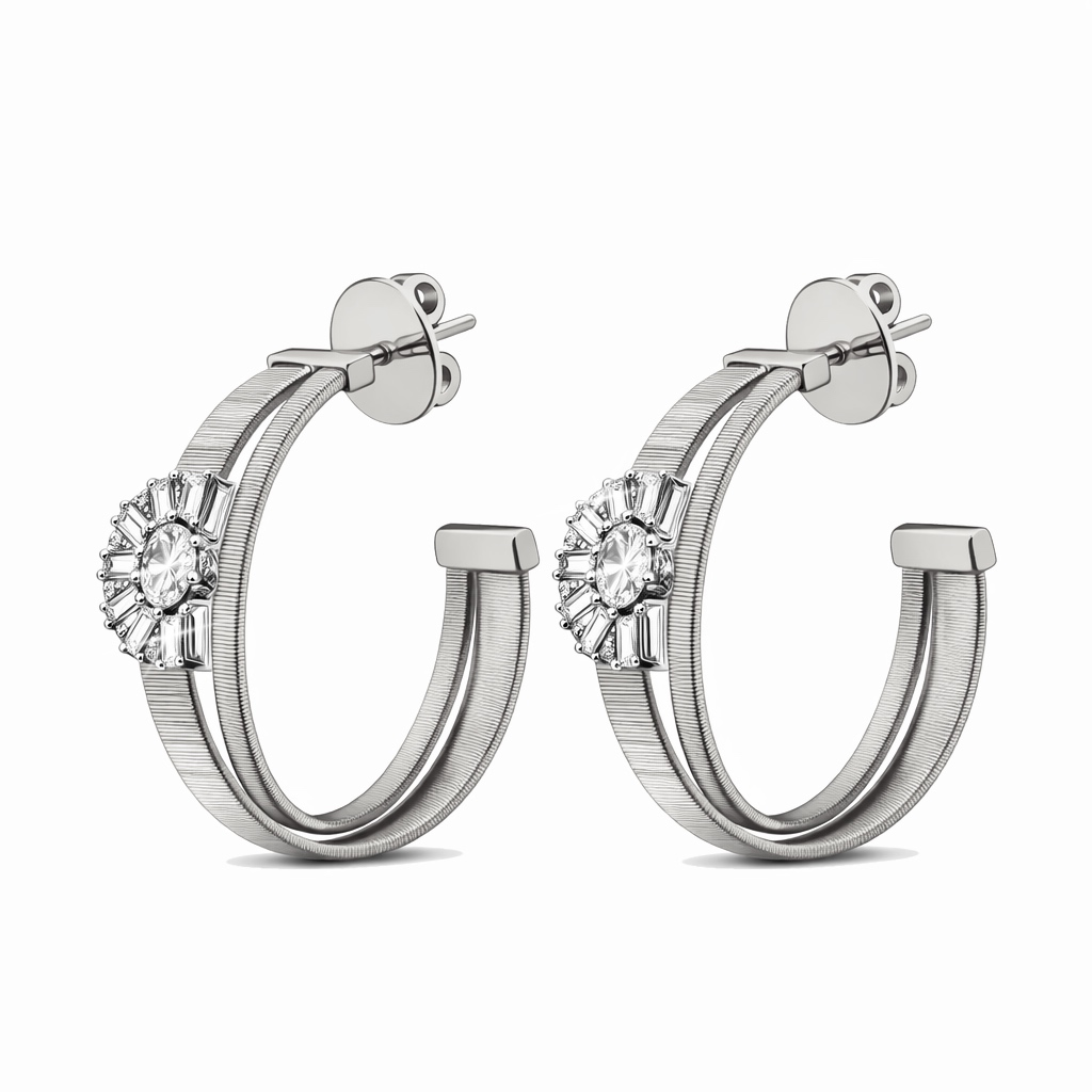 Серьги из белого золота с бриллиантами