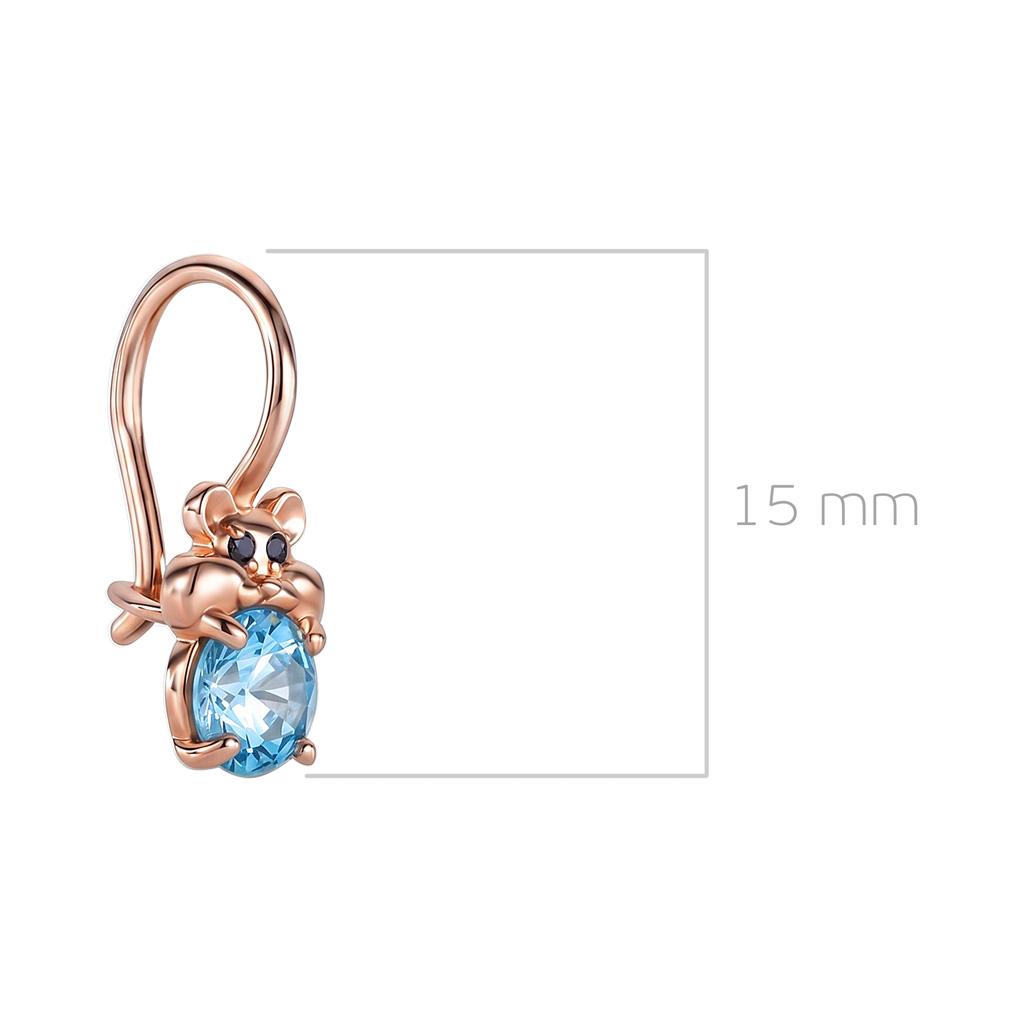 Серьги детские из серебра с фианитом и золочением
