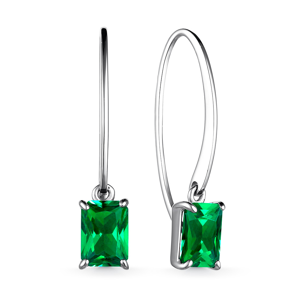 Серьги из серебра с наноизумрудом