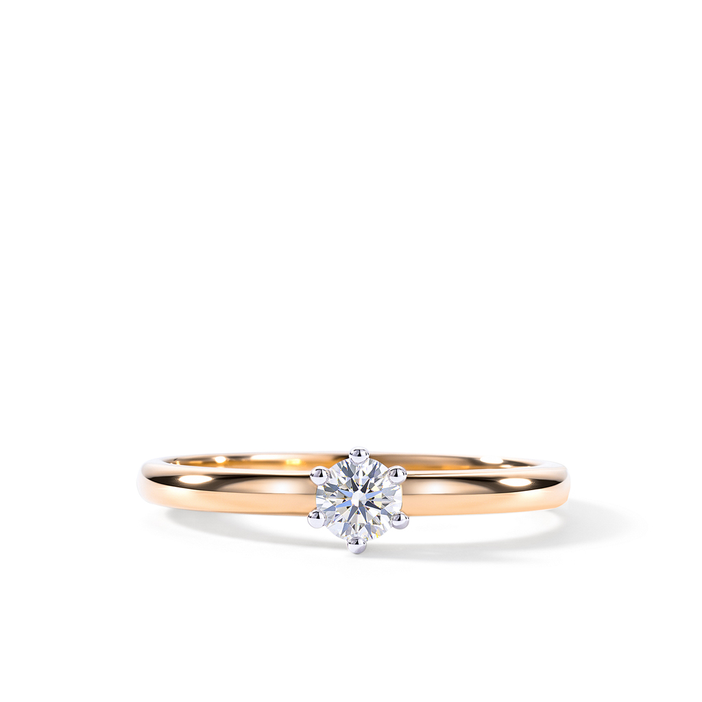 Кольцо помолвочное из красного золота с бриллиантом