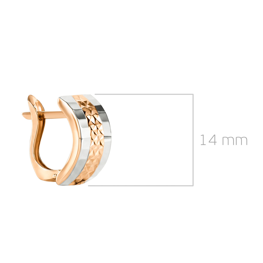 Серьги с английским замком из комбинированного золота