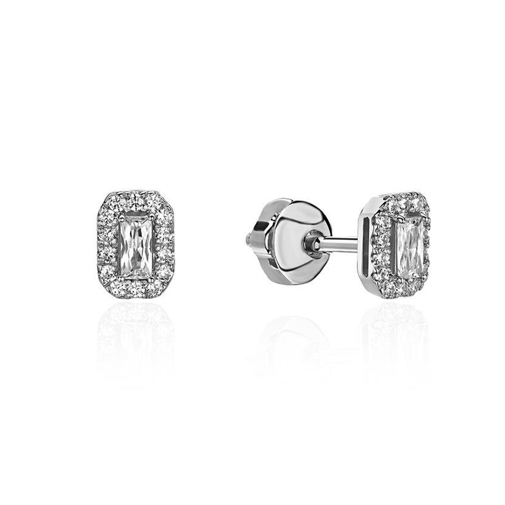 Серьги из платины с фианитами