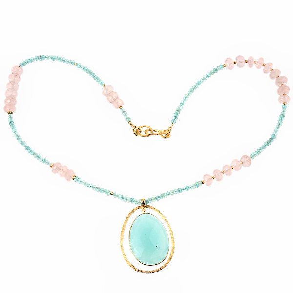 Колье из серебра с агатами, кварцем