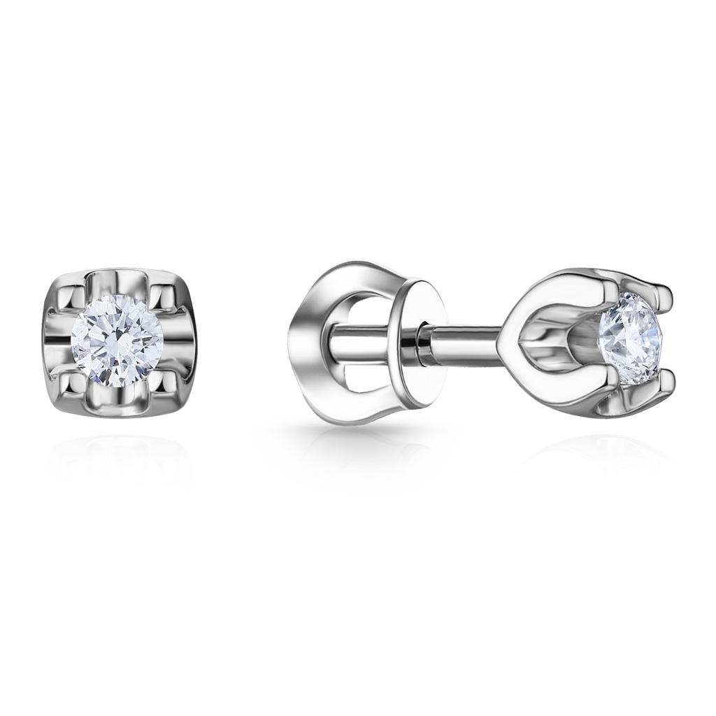 Пусеты из белого золота с бриллиантом
