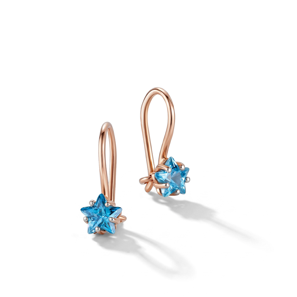 Серьги детские из серебра с фианитом и золочением