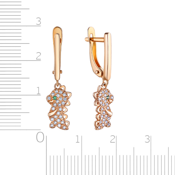 Серьги детские из серебра с фианитом и золочением