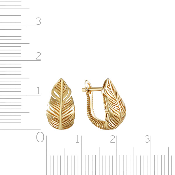 Серьги с английским замком из желтого золота