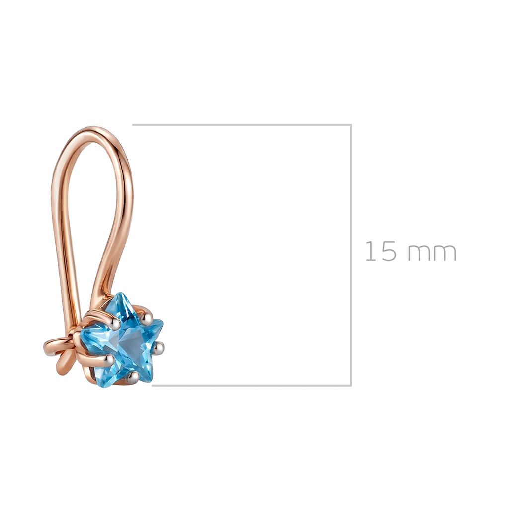 Серьги детские из серебра с фианитом и золочением