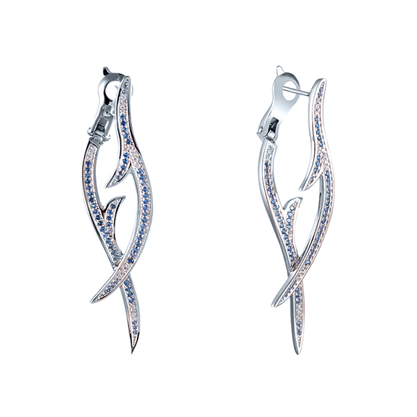 Серьги из серебра с фианитом