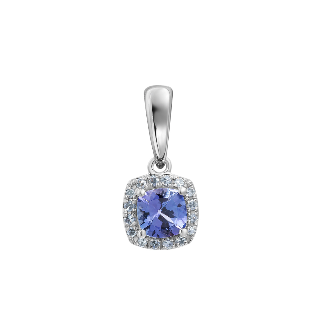 Подвеска из белого золота с танзанитом, бриллиантами
