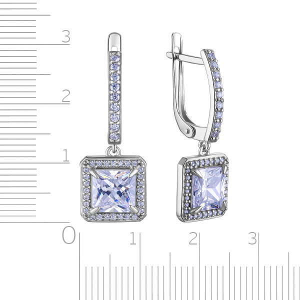 Серьги с английским замком из серебра с фианитом